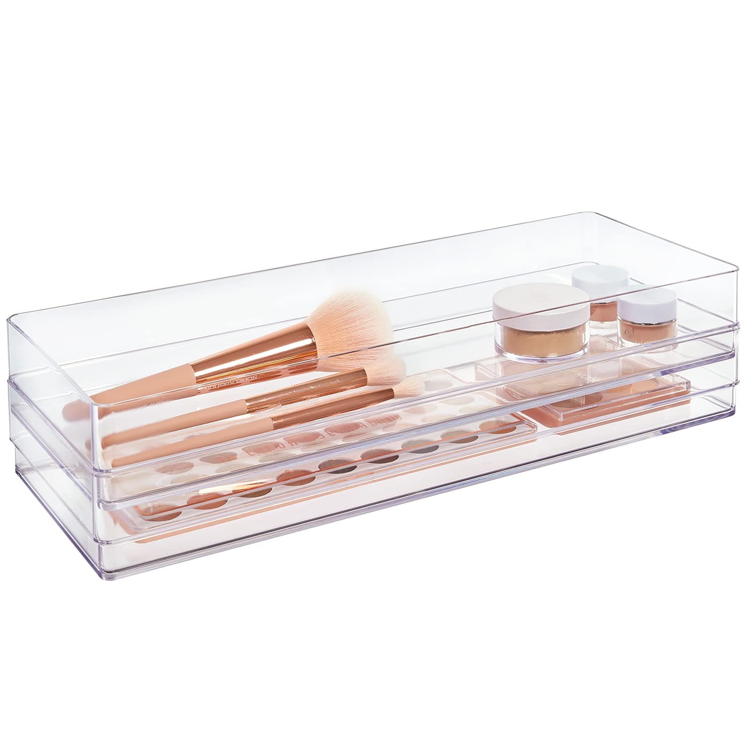 25-Piece Clear Plastic Vanity Drawer Organizer Set