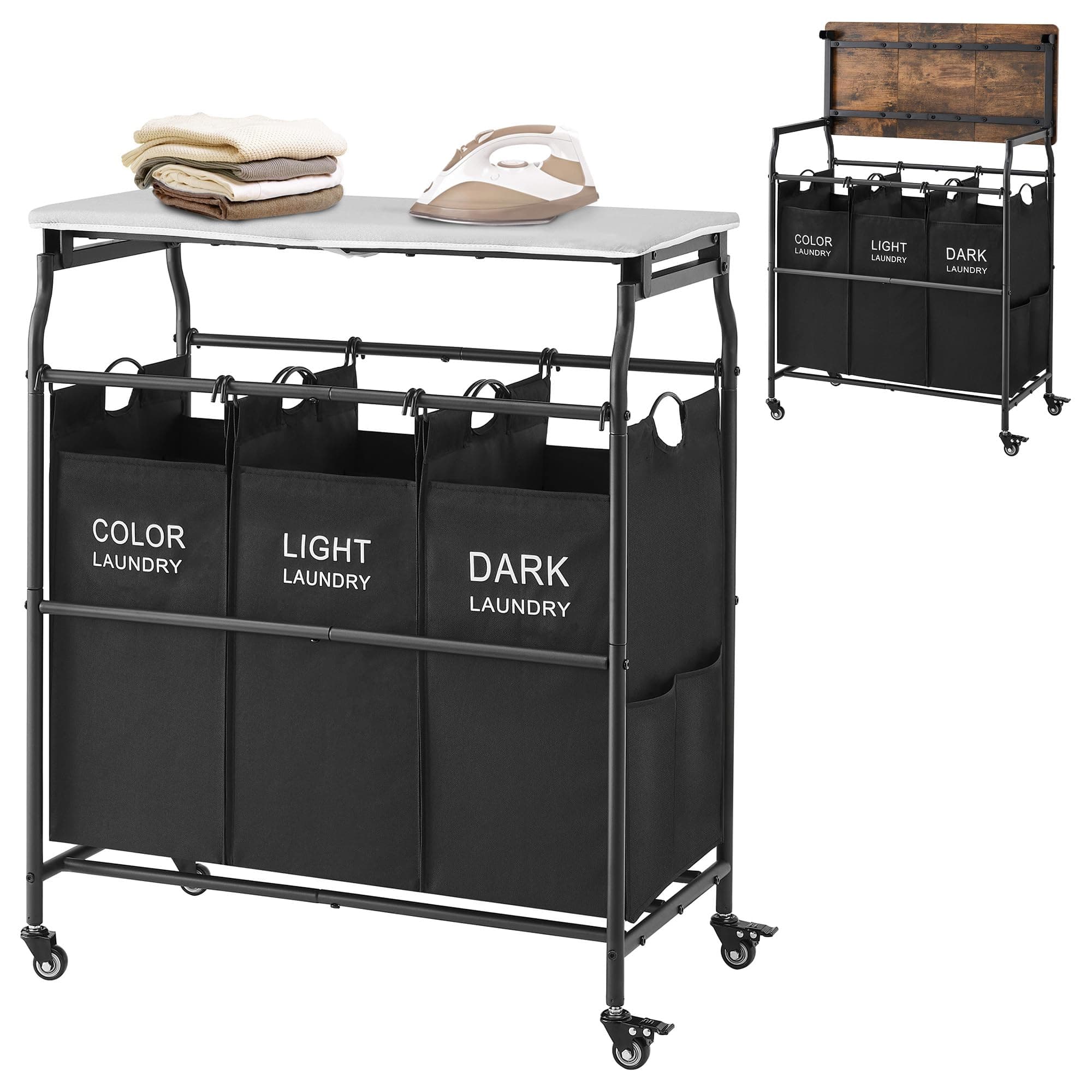 4-Section Laundry Sorting Cart