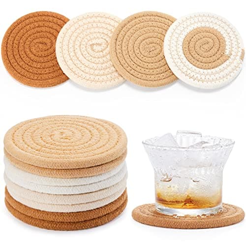 Set of 8 Absorbent Stone Drink Coasters with Holder