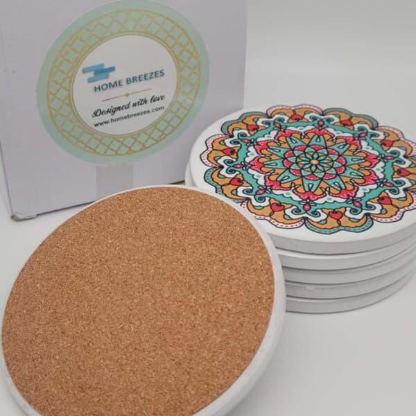 Reactive Glaze Stoneware Coasters Set of 6