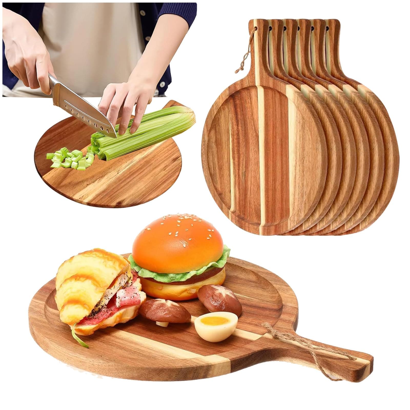Round Acacia Wood Cutting and Serving Board