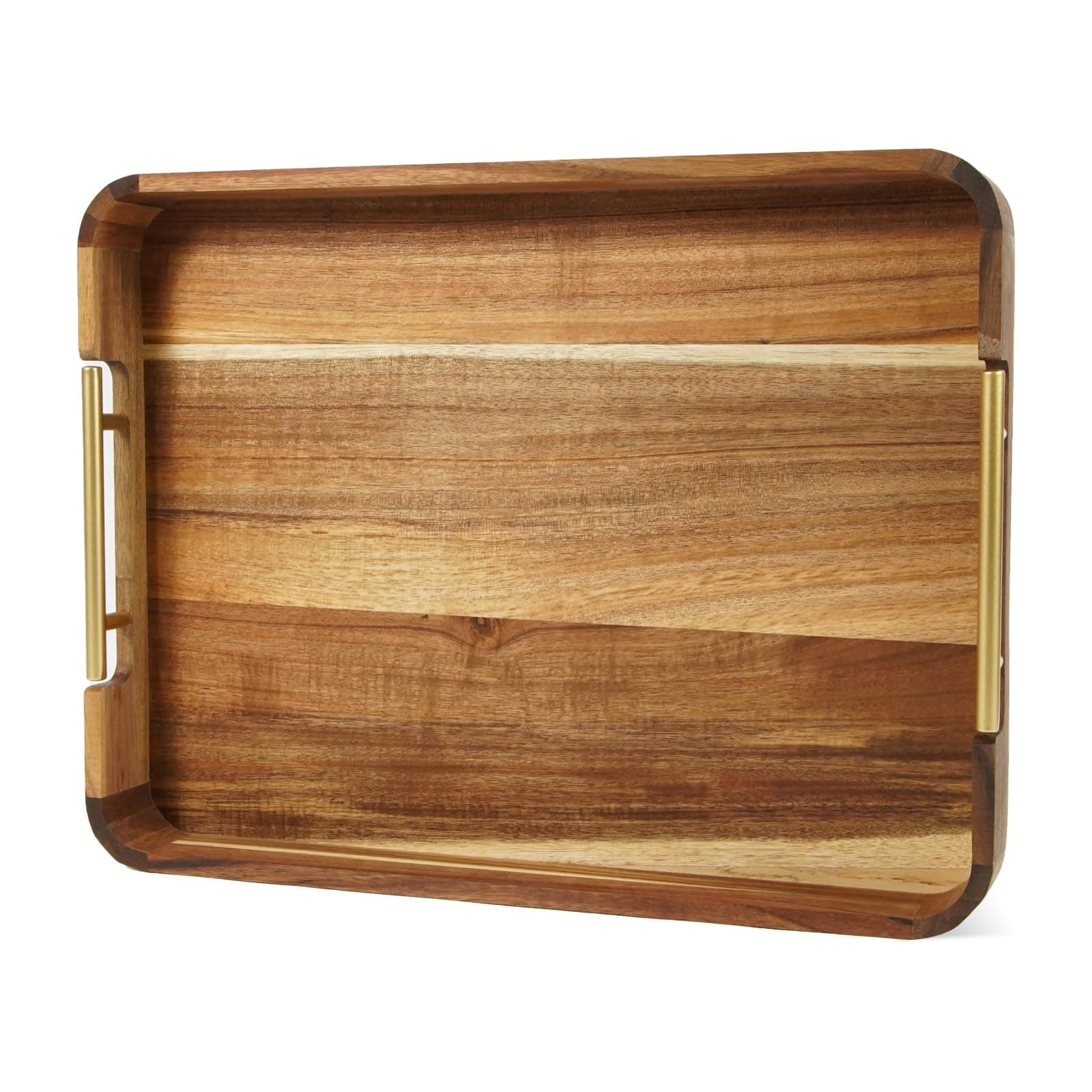 Acacia Wood Serving Tray with Handles