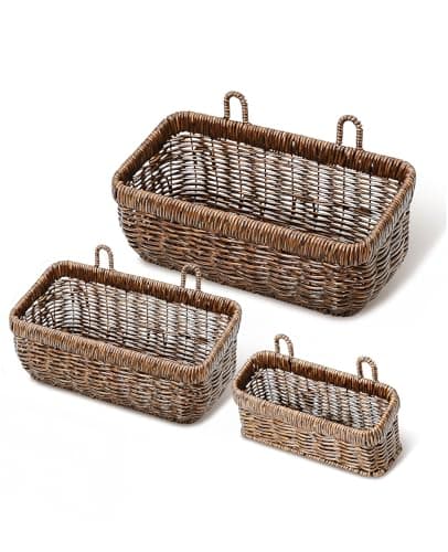 AceList Wall Hanging Basket Set of 2, Boho Brown