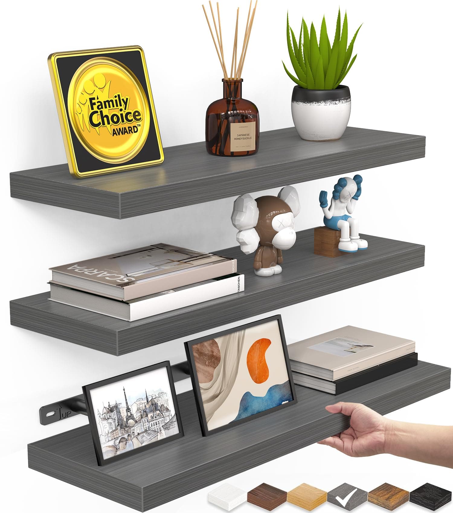 Acovy Floating Wall Bookshelf (Set of 2)