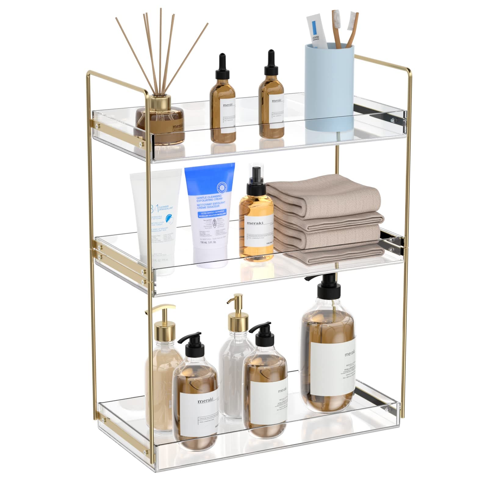 Acrylic Bathroom Organizer Countertop Clear