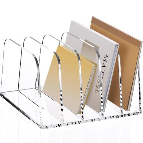 Clear Acrylic Desktop File Organizer with Dividers
