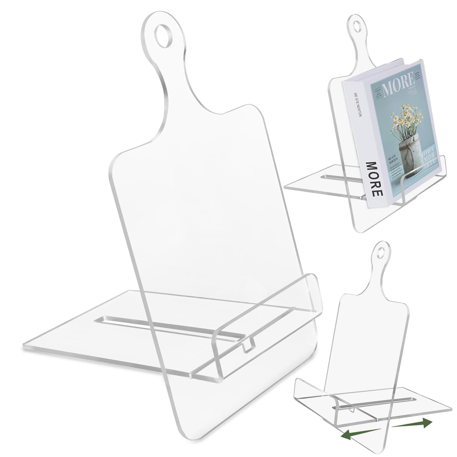 Clear Acrylic Cookbook Stand, Adjustable Tablet and Recipe Holder