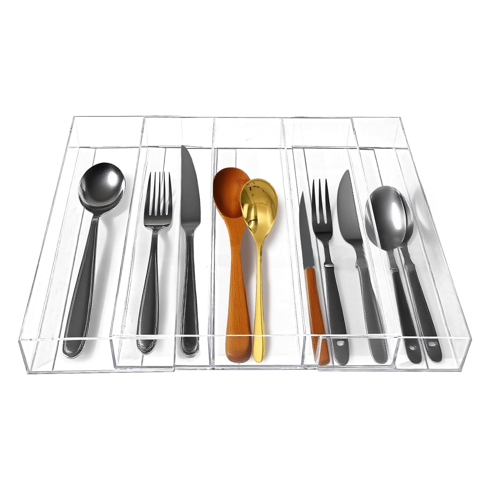 NIUBEE Expandable Acrylic Kitchen Drawer Organizer 9 Compartments