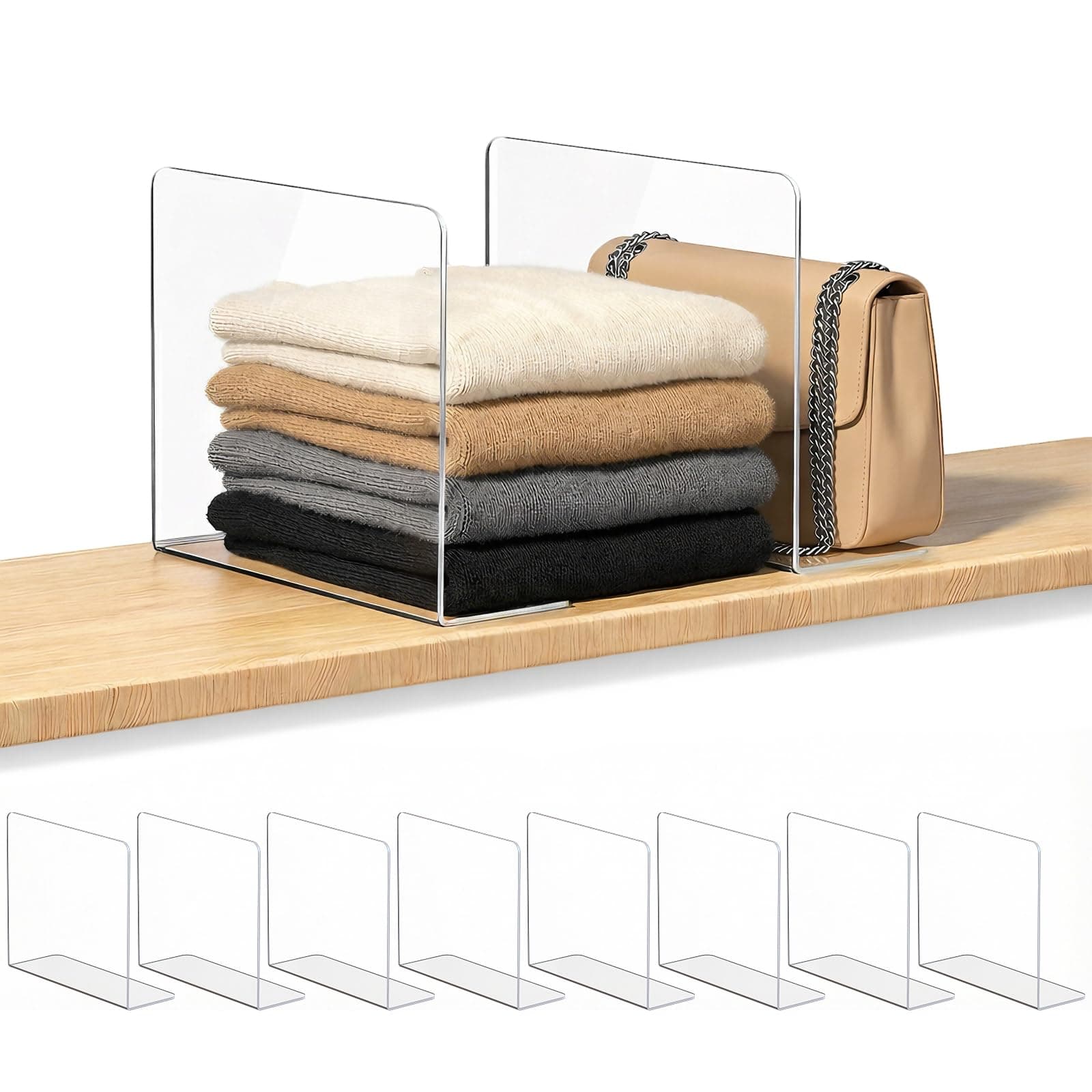 HBlife 6-Pack Clear Acrylic Closet Shelf Dividers
