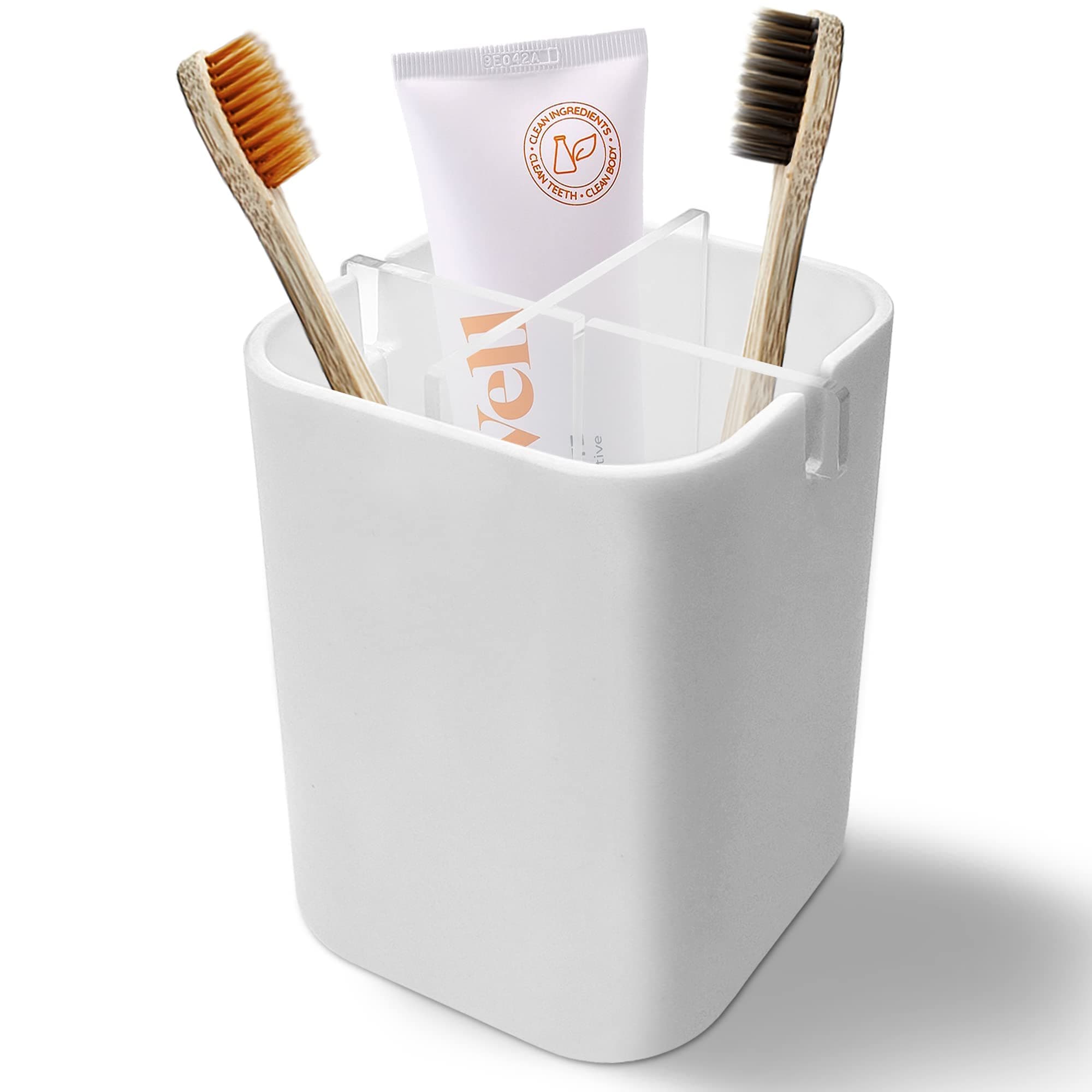 Clear Acrylic Multi-Compartment Toothbrush Holder