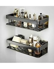 Adhesive Bathroom Shelf with Hooks