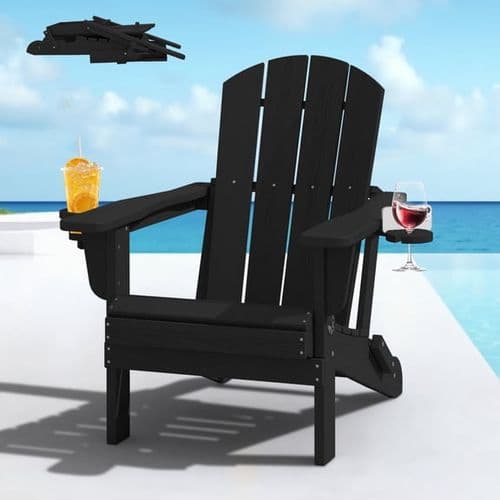 HDPE Resin Adirondack Chair Weatherproof with Cup Holder