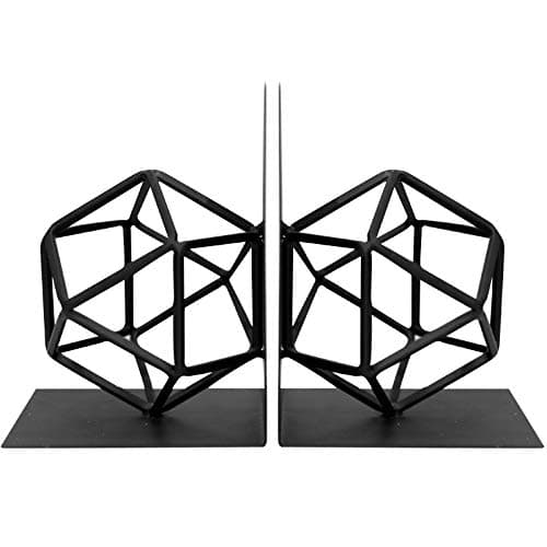 Agirlgle Black Metal Geometric Bookends