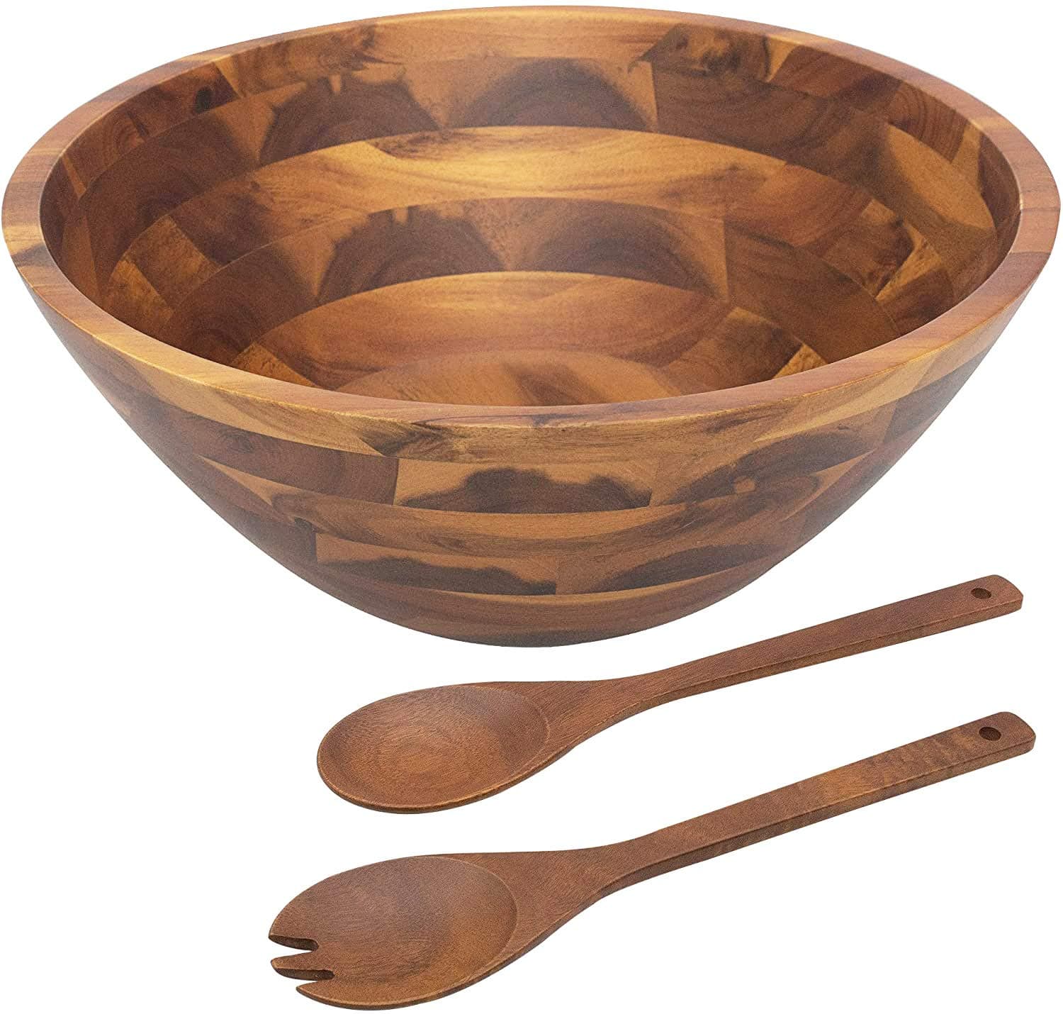 AIDEA Acacia Wood Salad Bowl with Serving Utensils