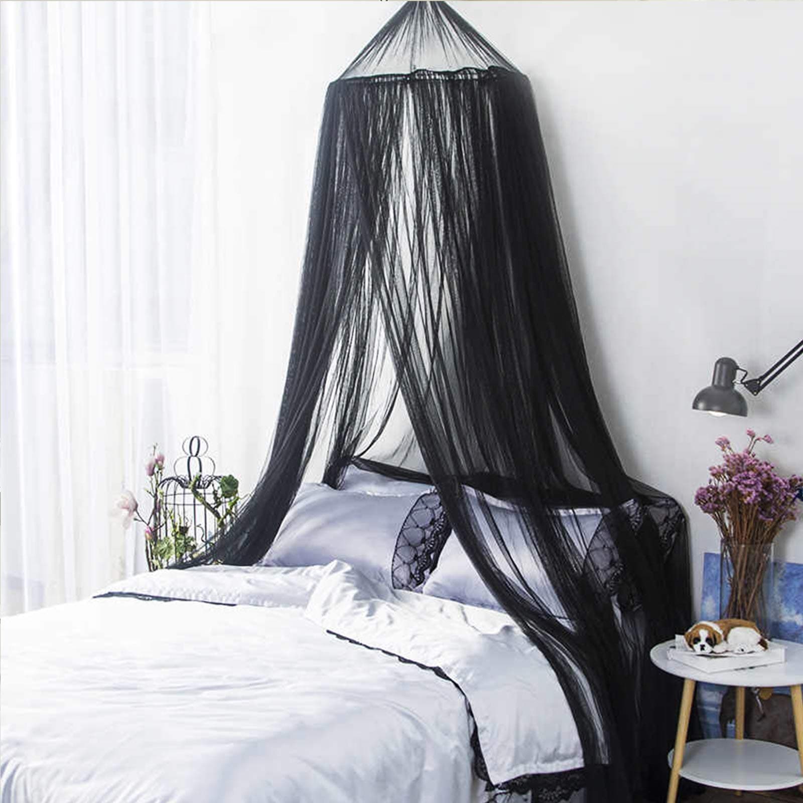 AIFUSI King Size Bed Canopy Sheer Mosquito Net Hanging White