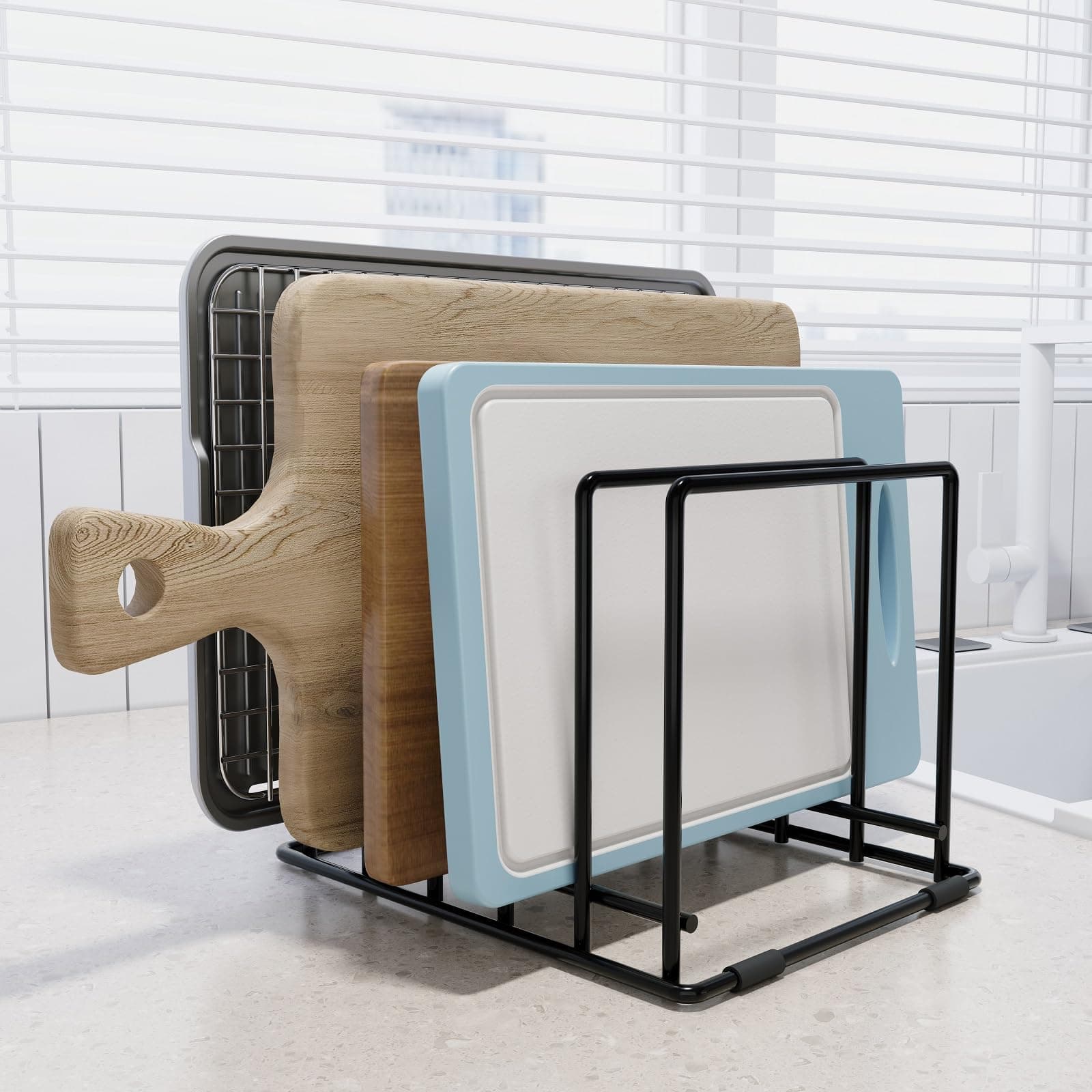 Expandable Bamboo Cutting Board and Bakeware Organizer