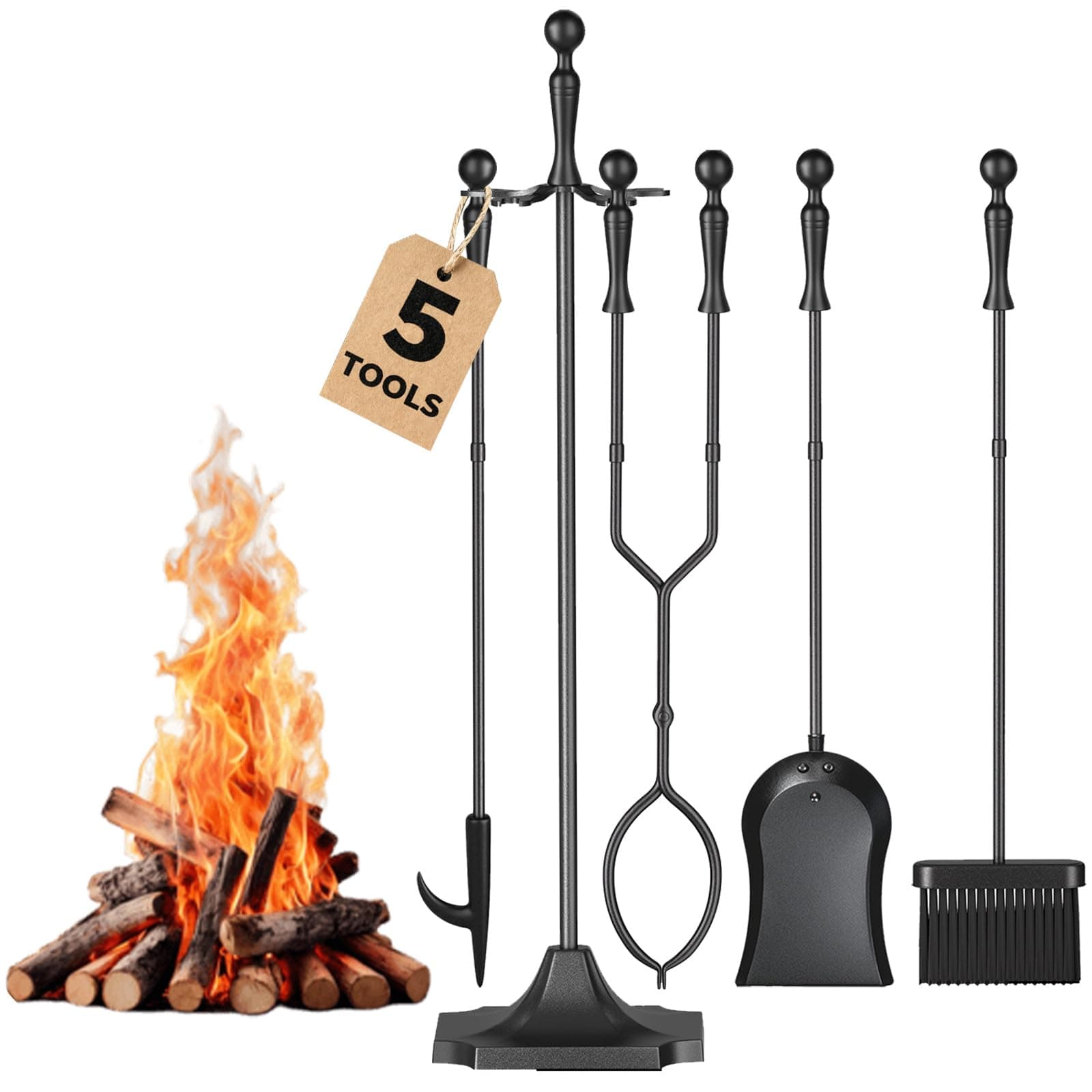 AMAGABELI Garden and Home 5 Pcs Fireplace Tools Set 31 Inch