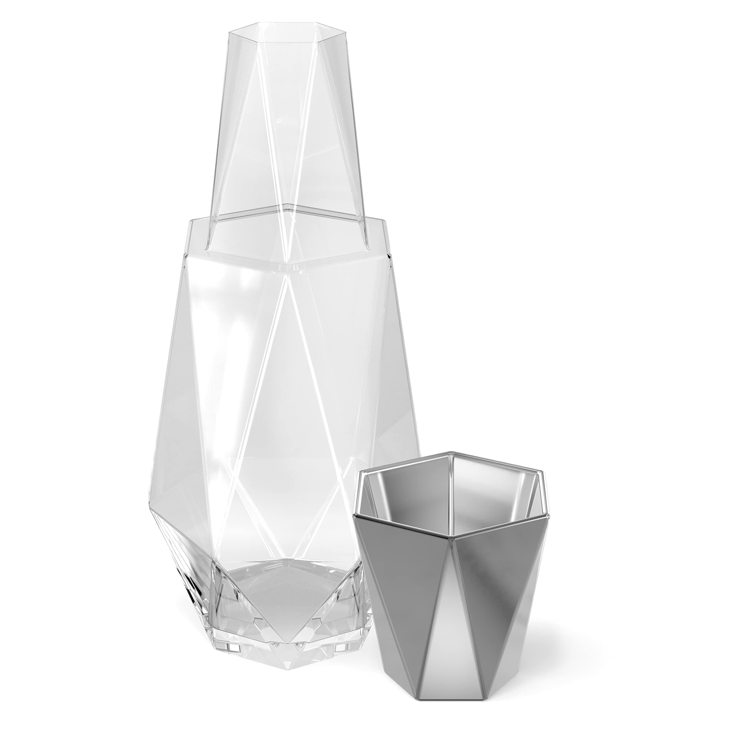American Atelier Crystal Geometric Bedside Water Carafe with Tumbler