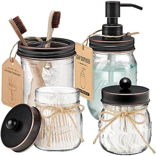 Amolliar Mason Jar Bathroom Accessories Set