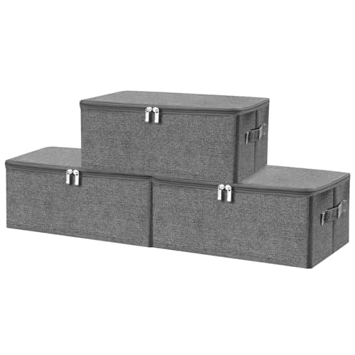 ANMINY Storage Bins Zipper Lid Extra Large 51.9 Qt Gray