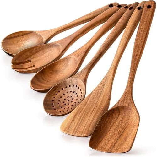AOKIWO 6-Piece Teak Wood Cooking Utensil Set