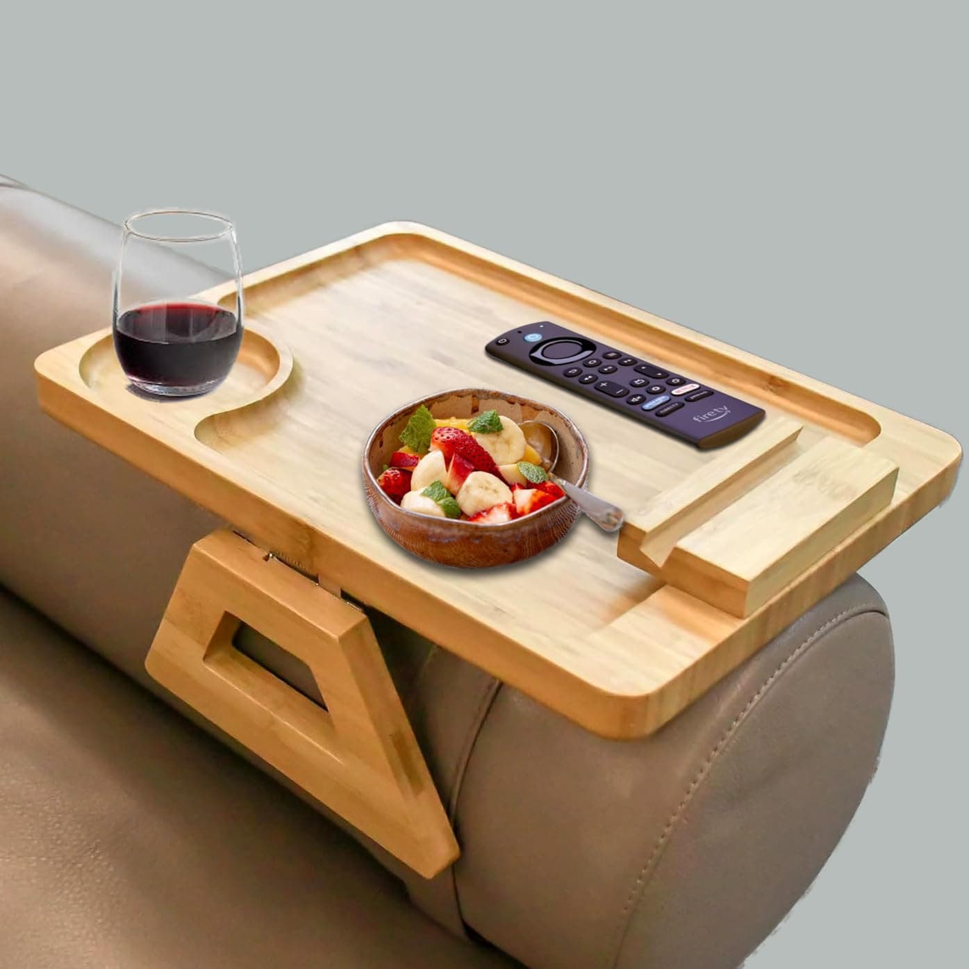 Aoutrow Bamboo Couch Arm Tray for Wide Couches