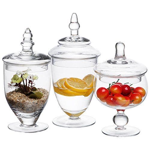 Tall Glass Apothecary Jar Set 3-Piece with Lids