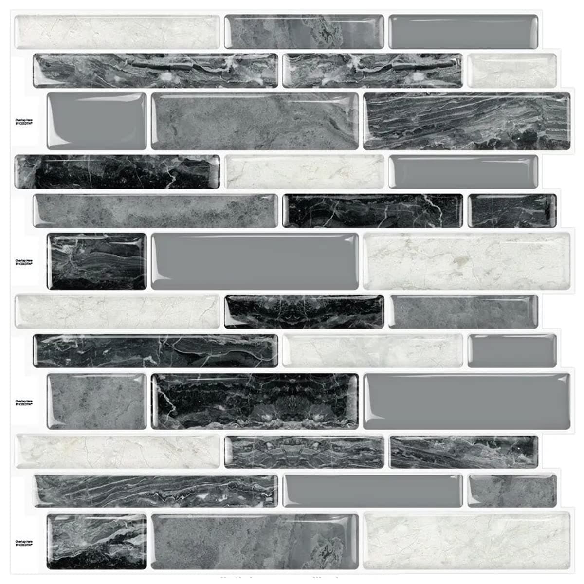 Art3d 10-Sheet Peel and Stick Backsplash Marble Grey