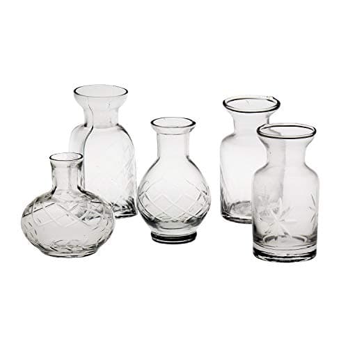 ART and ARTIFACT Mini Vases for Flowers, Small Glass Set