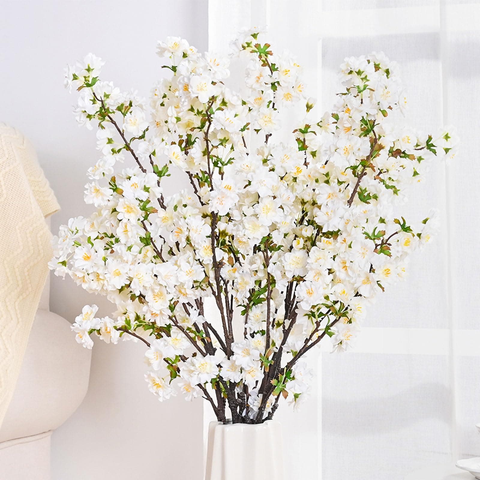 Hoplito Artificial Cherry Blossom Branches 5-Pack