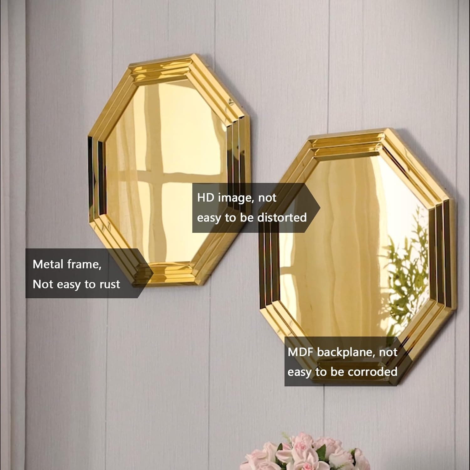 Asday 24-Inch Glam Octagon Gold Mirror