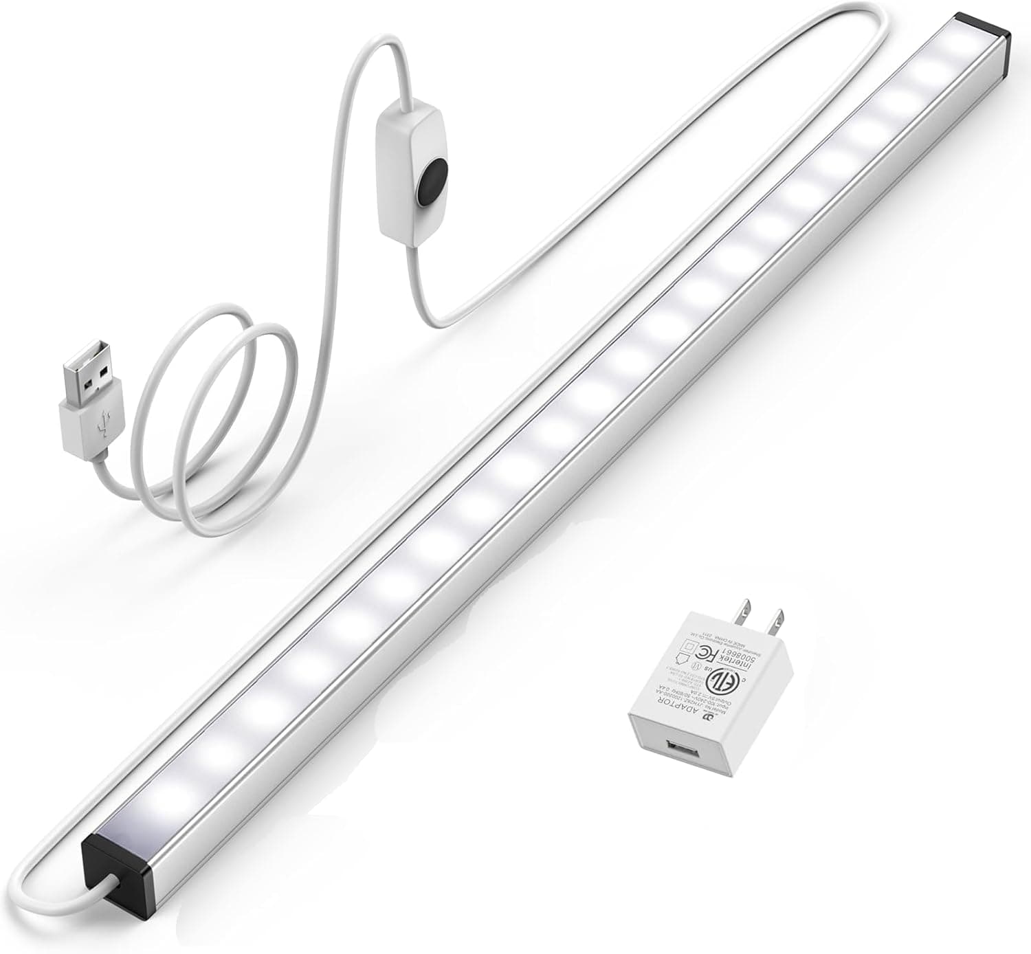ASOKO 12-Inch USB Under Cabinet LED Bar - Dimmable Daylight 5000K