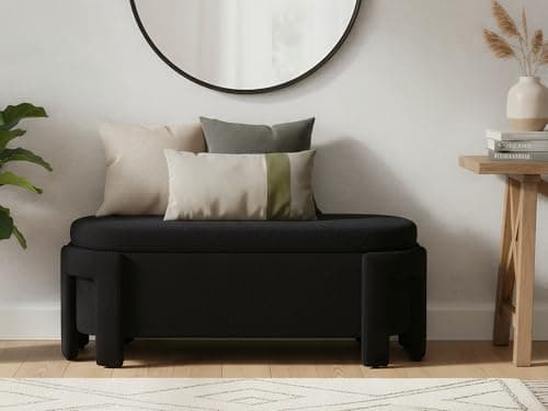 ATOMHOME Storage Bedroom Bench — Black, with Rolled Arms
