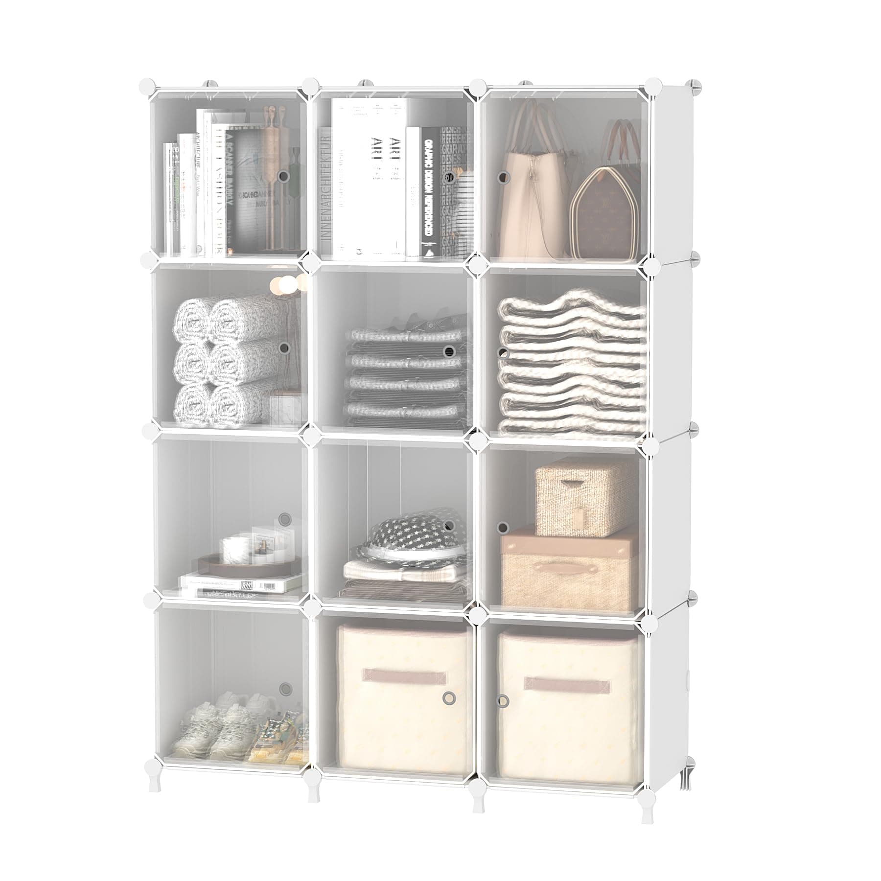 AWTATOS 12-Cube Storage Organizer Bookshelf