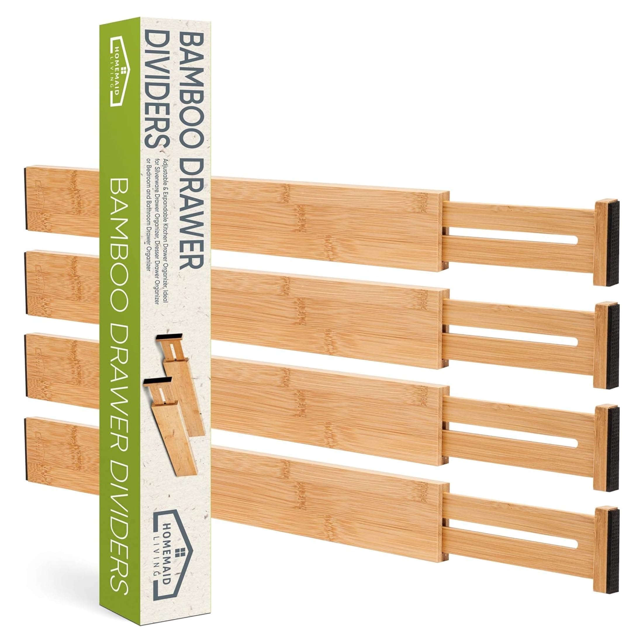 SpaceAid Bamboo Drawer Dividers Expandable