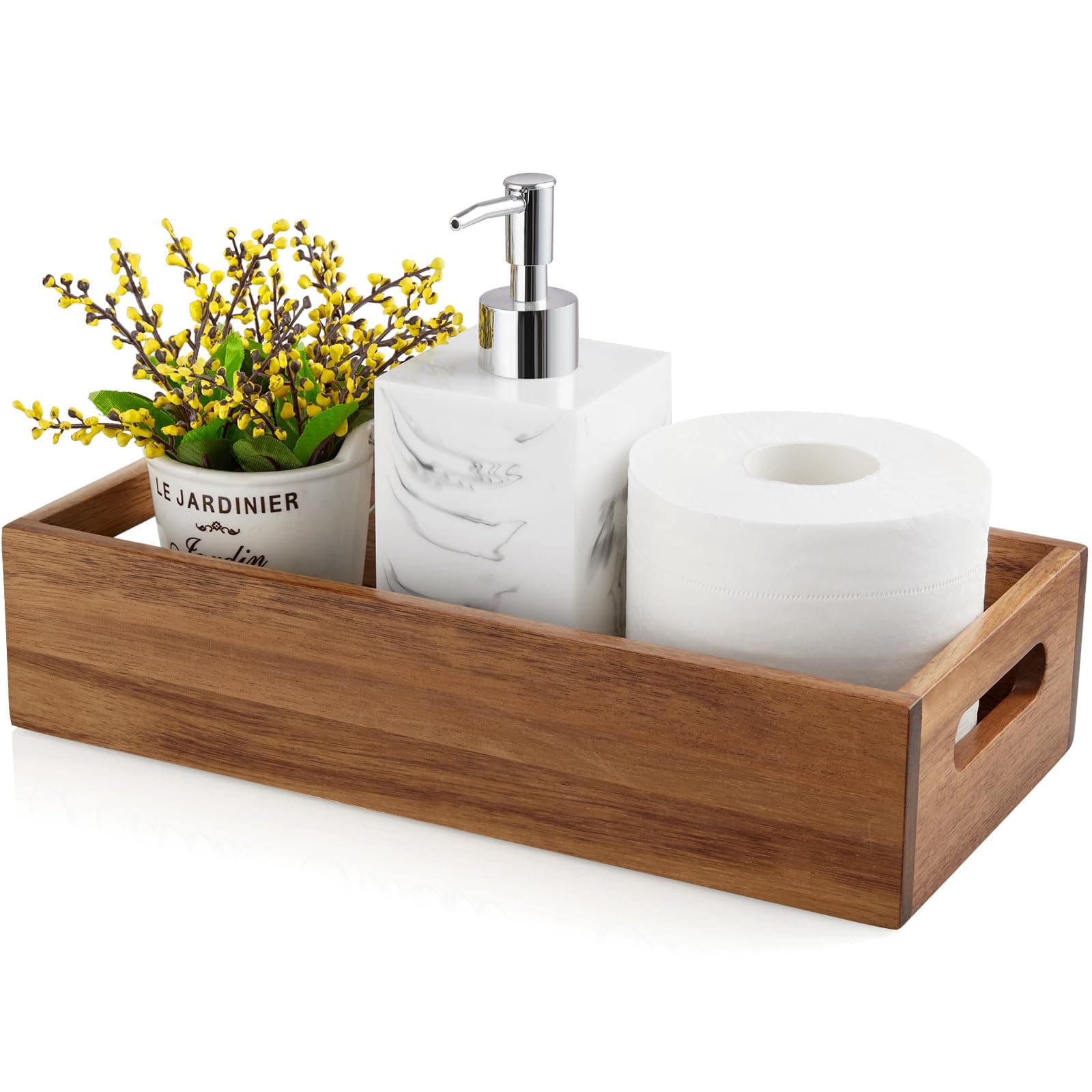 Bamboo Bathroom Toiletry Tray Organizer
