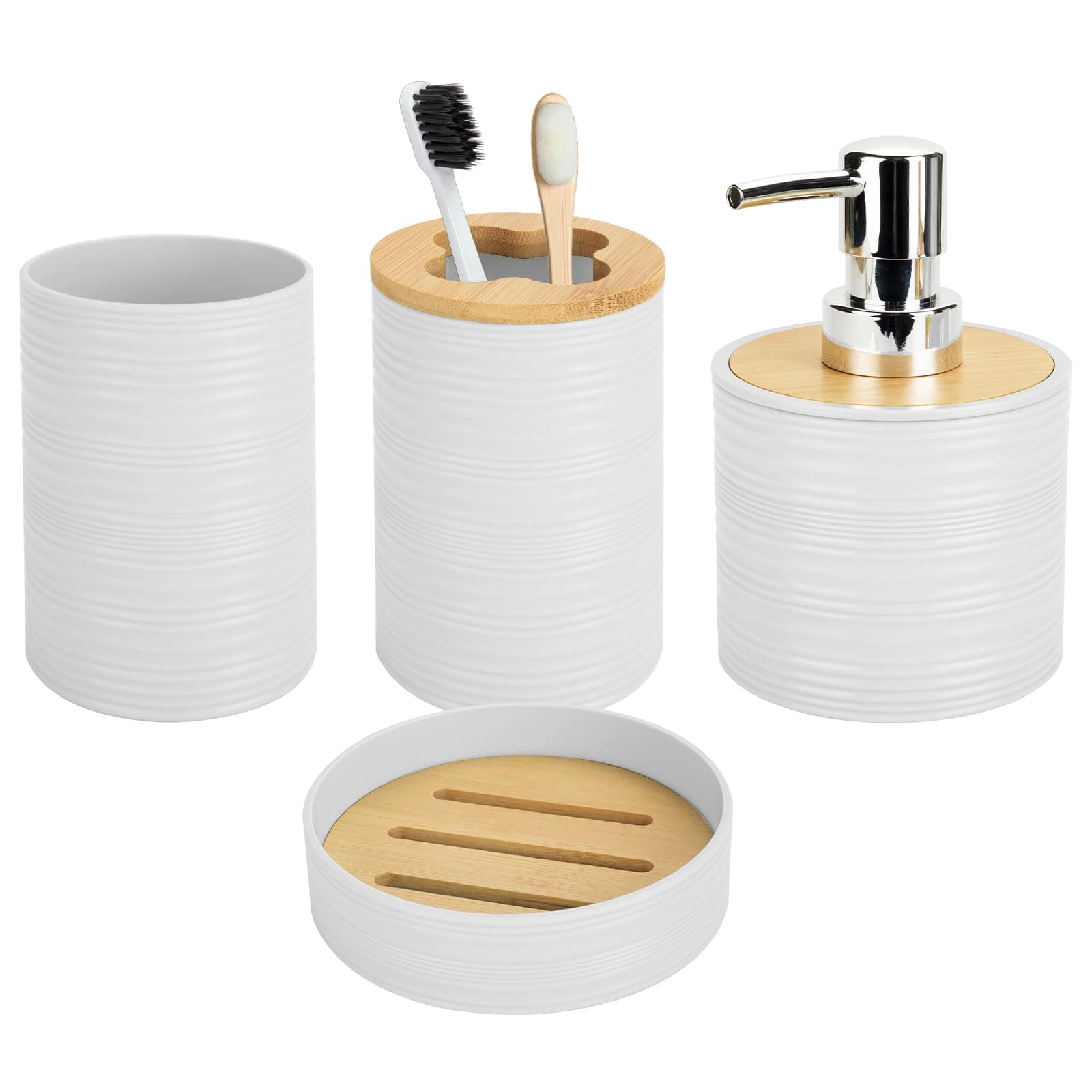 Fixwal Bamboo Bathroom Accessories Set of 6
