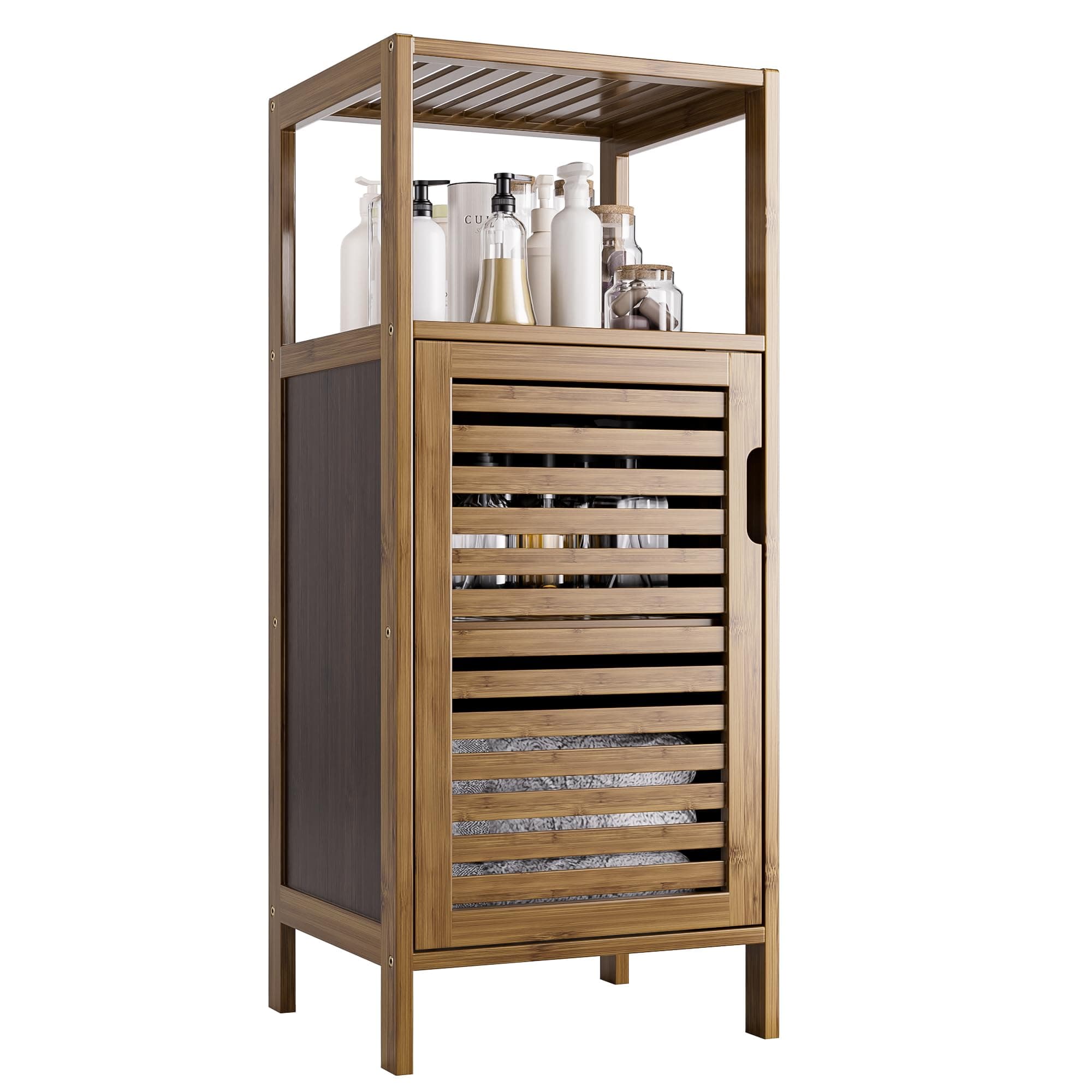 Bamboo Bathroom Storage Cabinet with Shelves