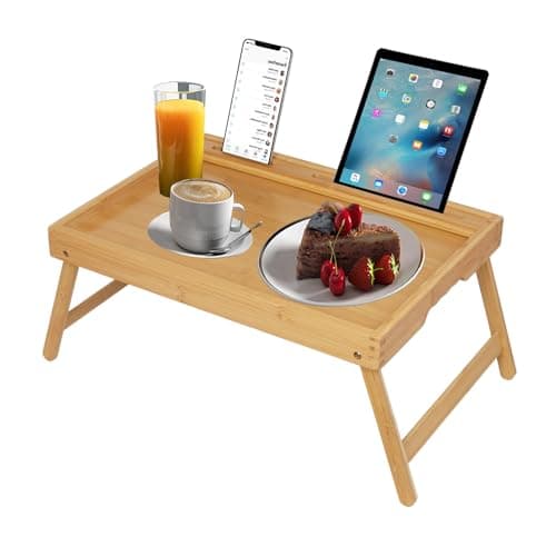 Bamboo Bed Tray with Media Slot