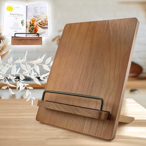 Cookbook Stand Recipe Book Holder, Bamboo Cutting Board Style
