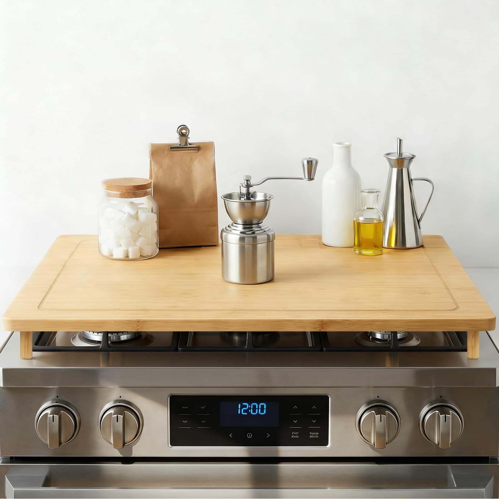 Bamboo Noodle Board Stove Top Cover with Handles