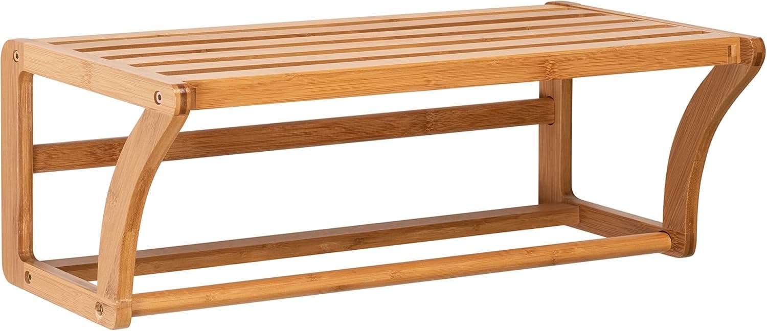 Bamboo Towel Rack with Shelf