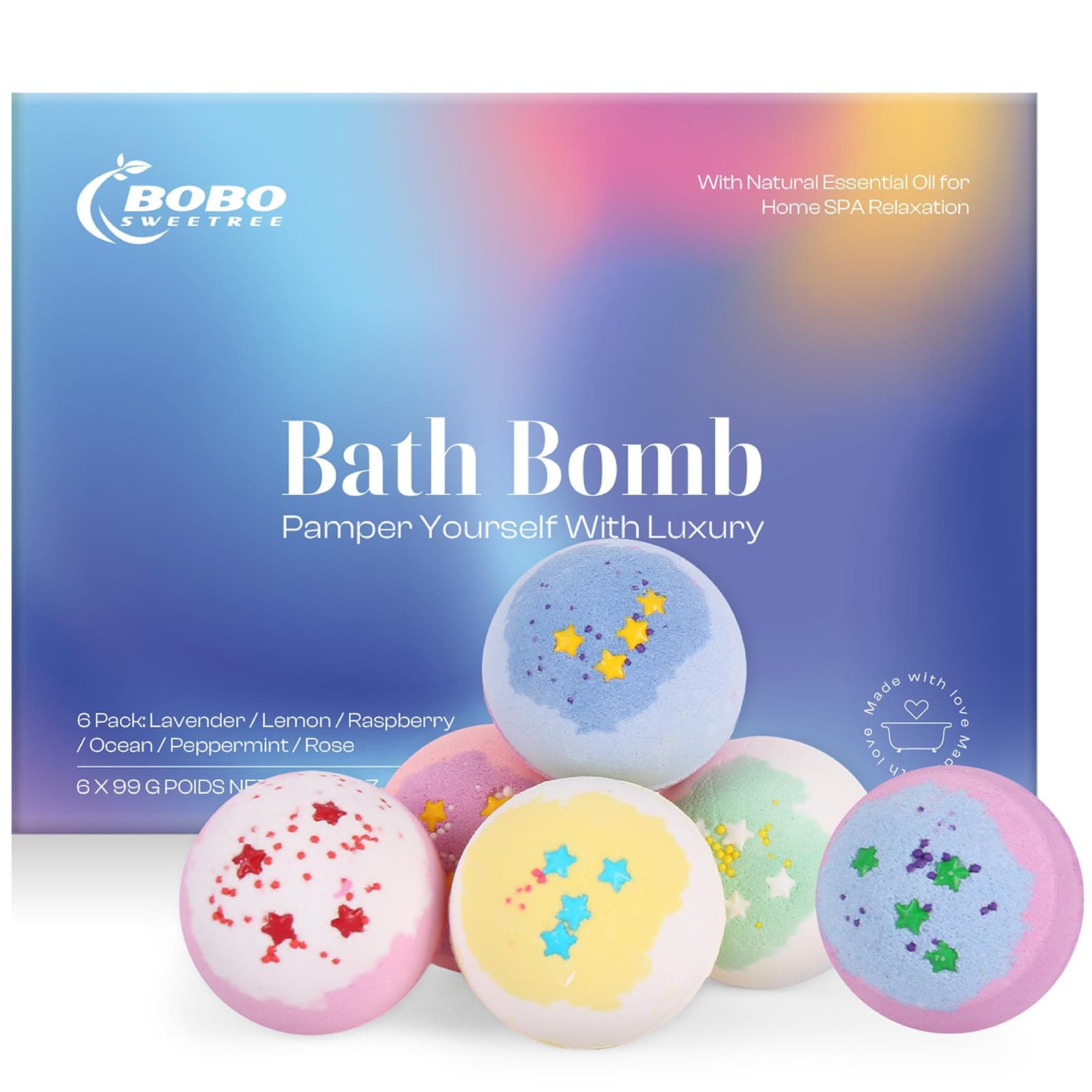 Bath Bomb Gift Set (6 Pack, USA Made)