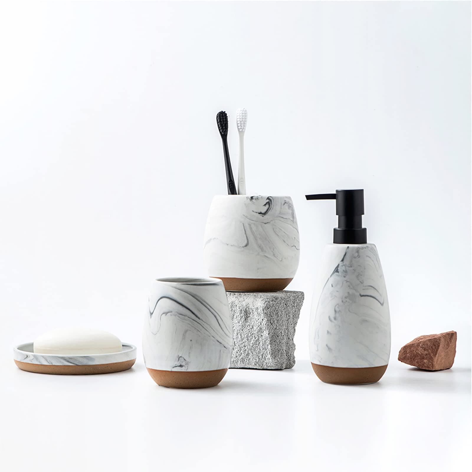 4-Piece Ceramic Bathroom Accessories Set White