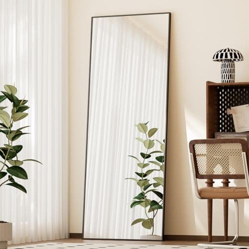 Full Length Leaning Mirror Black Frame 65 inch