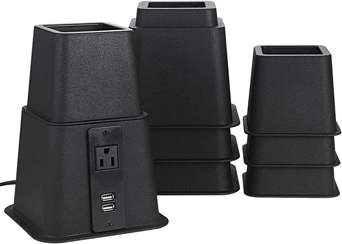 Bed Risers with USB Outlets