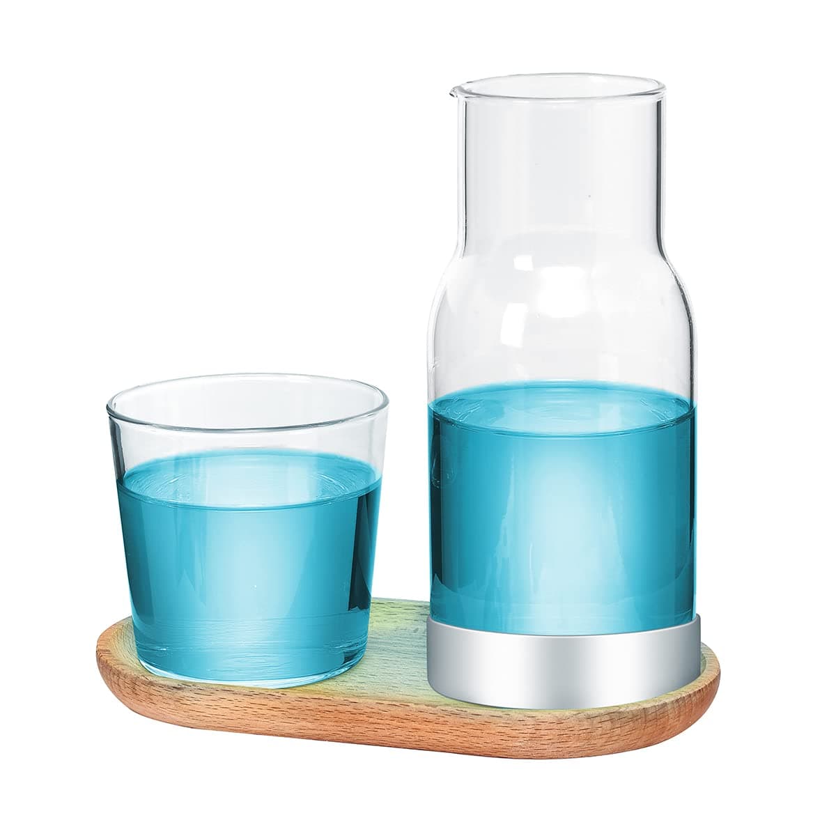Bedside Nightstand Water Carafe and Glass Set 18 OZ with Silicone Coaster