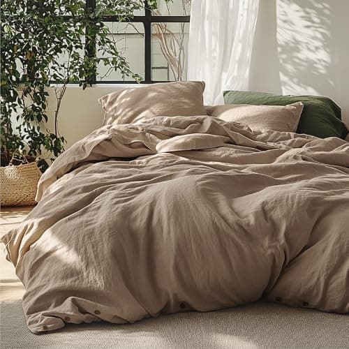 Bedsure Linen Duvet Cover with Pillowcases