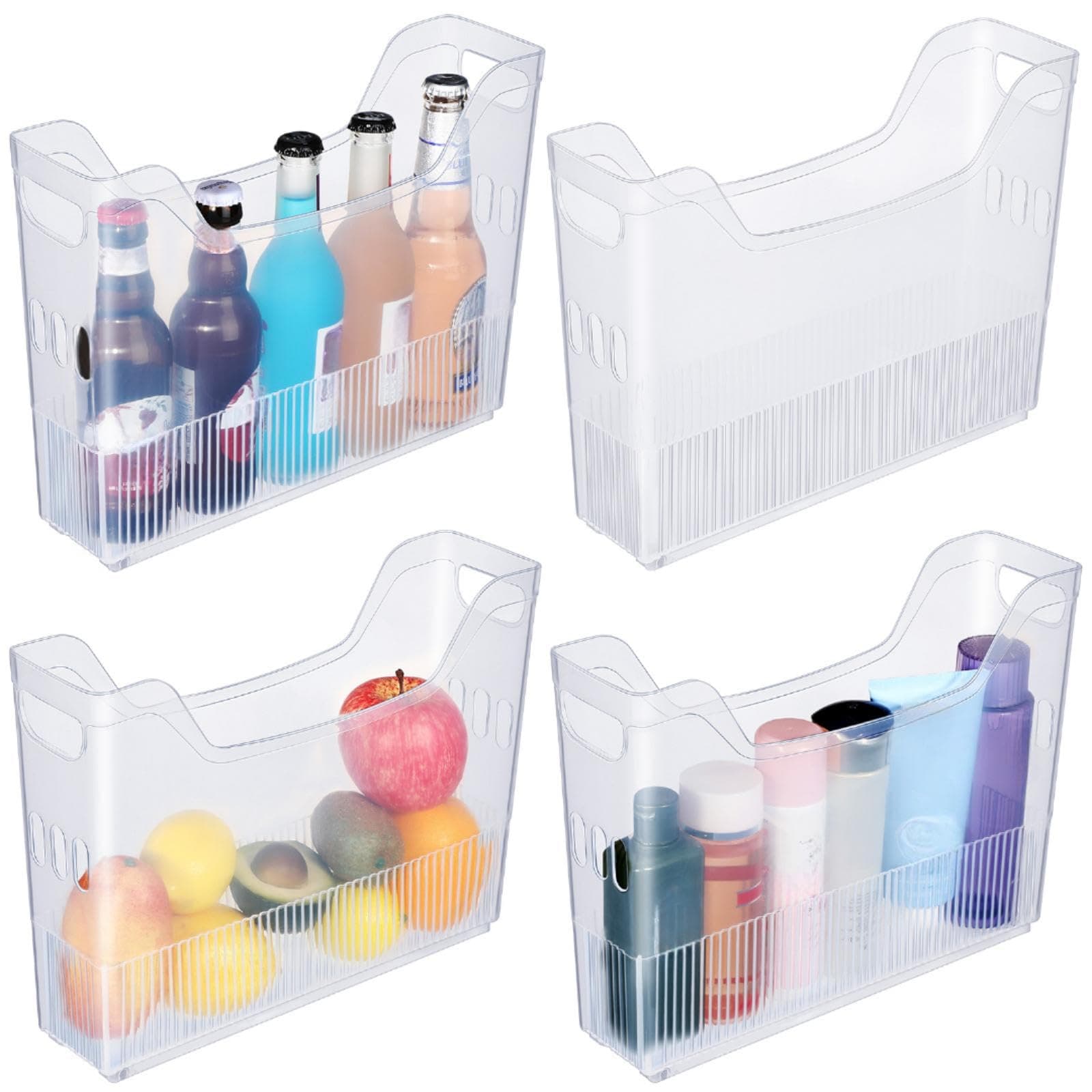 Beeveer Freezer Organizer Bins with Wheel - 4 Pack
