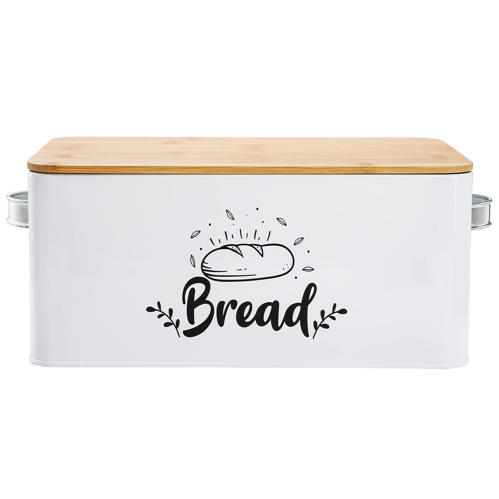 Bekith Metal Bread Box with Bamboo Lid